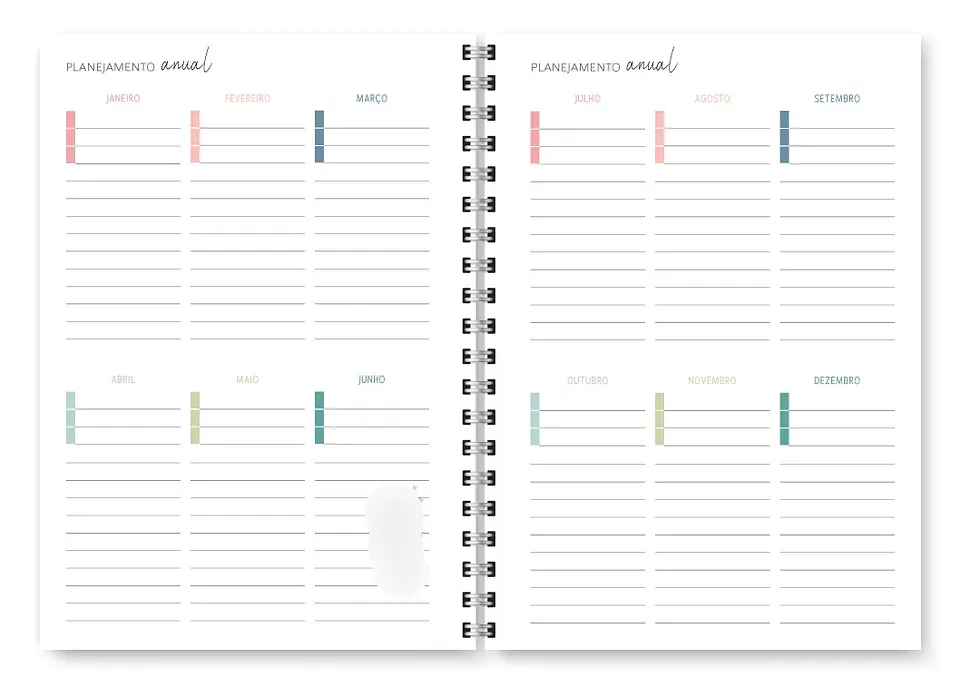 Arquivo Combo Miolo Planner Cores 2025 Horizontal - Trilha 23
