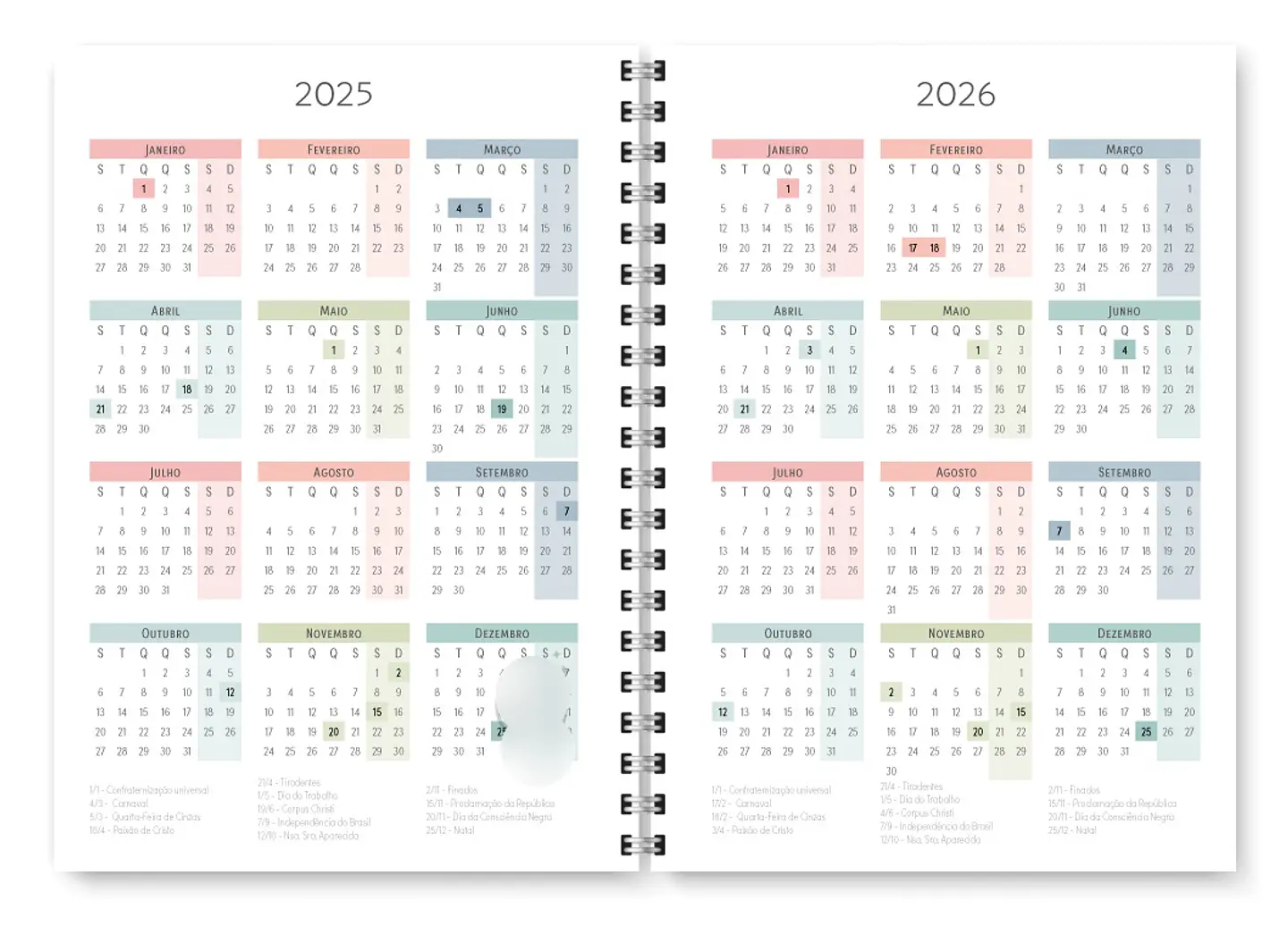 Arquivo Combo Miolo Planner Cores 2025 Horizontal - Trilha 25