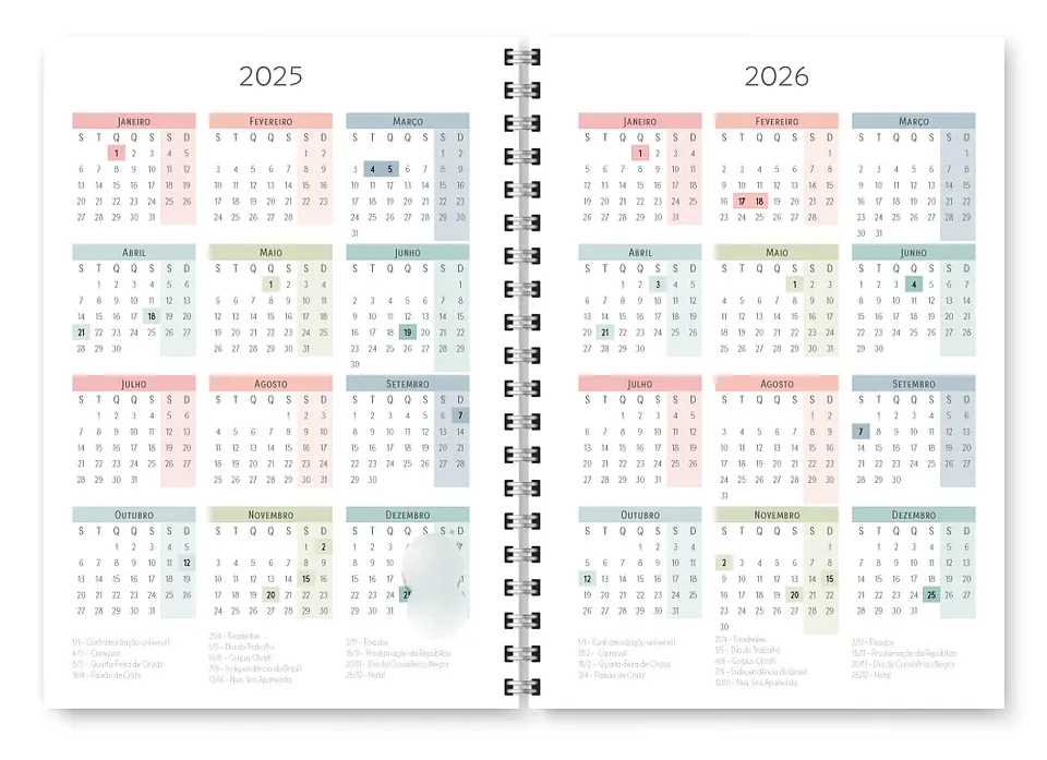 Arquivo Combo Miolo Planner Cores 2025 Horizontal - Trilha 25