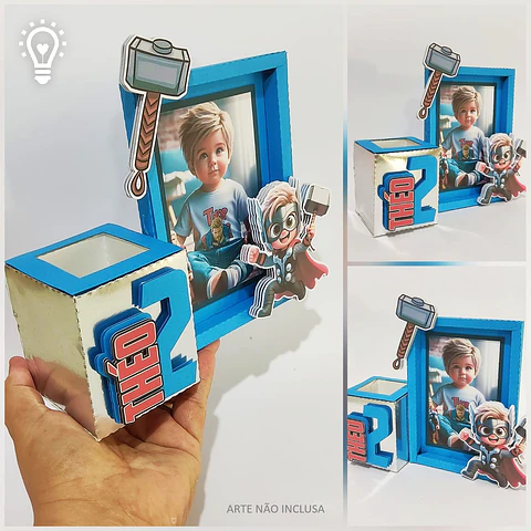 Arquivo de Corte Centro de Mesa com Quadro Vingadores