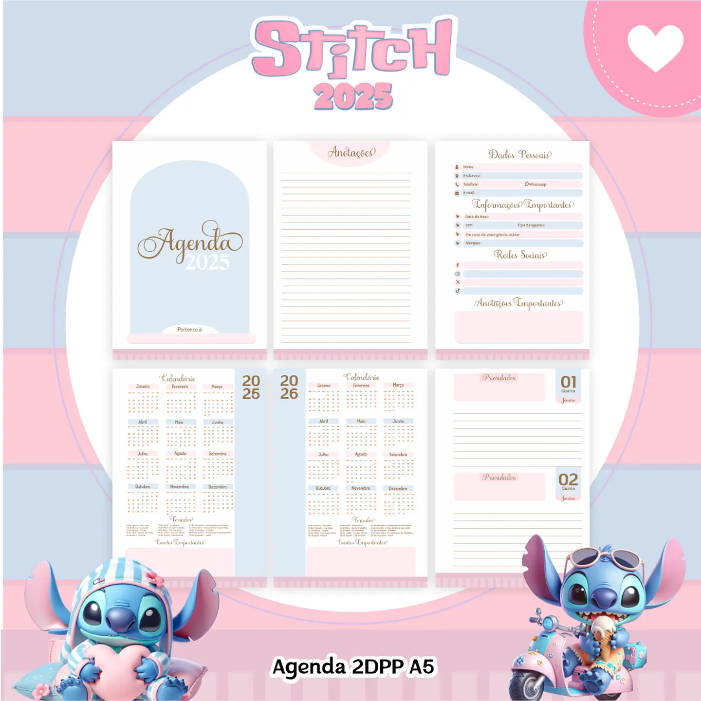 Arquivo Super Combo Encadernação Stitch - Pamella 3