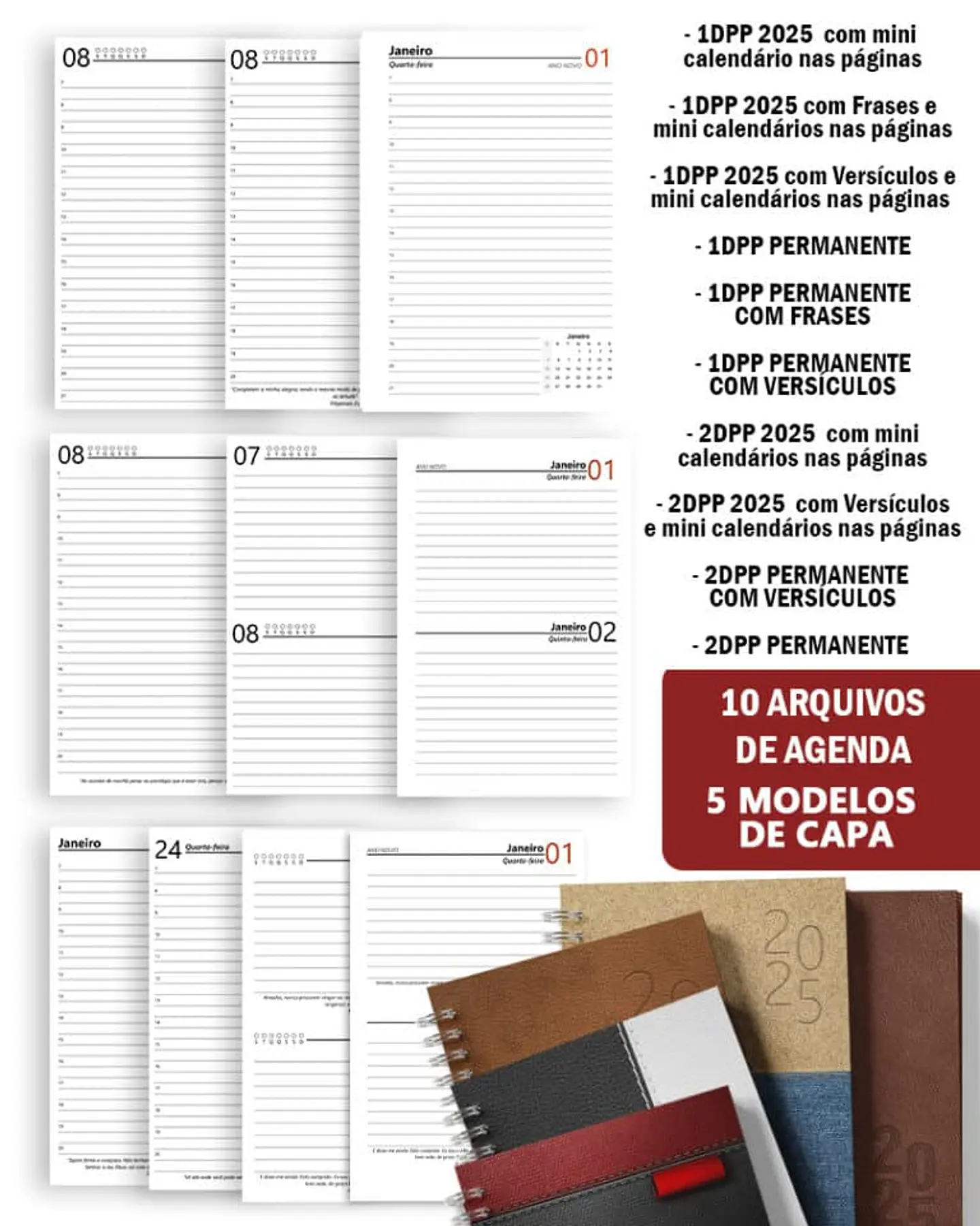 Arquivo Super Combo 10 Agendas 2025 e Permanente Masculina com 5 Modelos de Capa - Bicho 1