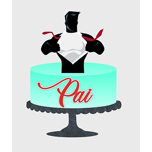 Arquivo Topo de Bolo Dia dos Pais Silhueta Héroi