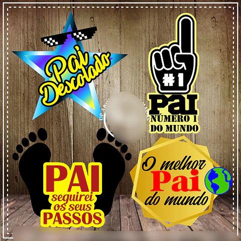 Arquivo Topo de Bolo Dia dos Pais Combo 4 Topos