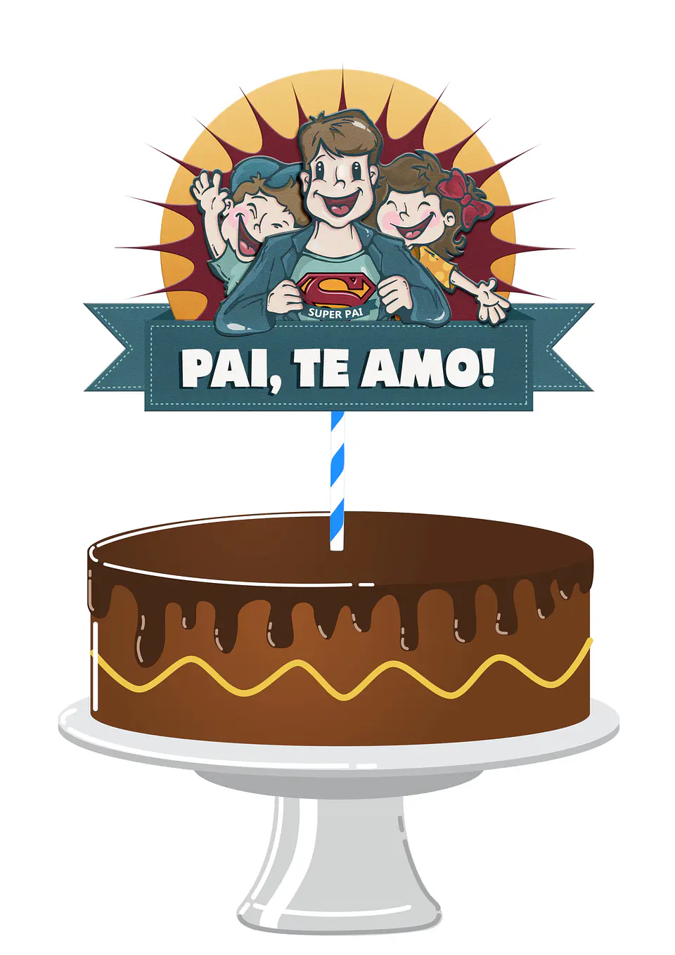 Arquivo Topo de Bolo Dia dos Pais Te amo 1