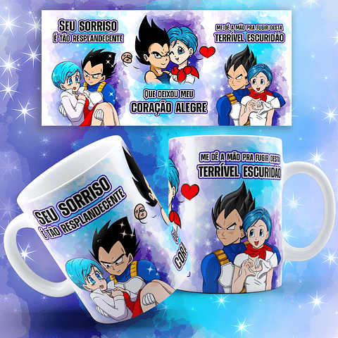 Arquivo Caneca Bulma e Vegeta - Seu Sorriso é tão Resplandescente...