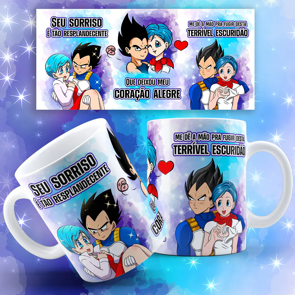 Arquivo Caneca Bulma e Vegeta - Seu Sorriso é tão Resplandescente... 1