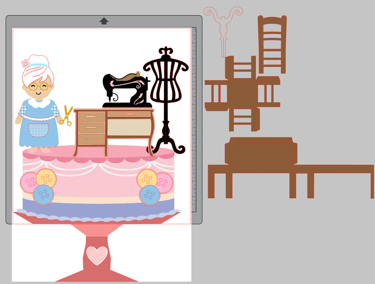 Arquivo de Corte Topo Vovó Costureira 1