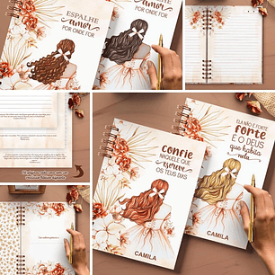 Arquivo Cadernos Coleção Floral Boho Meninas - Pautado com e sem Versículos