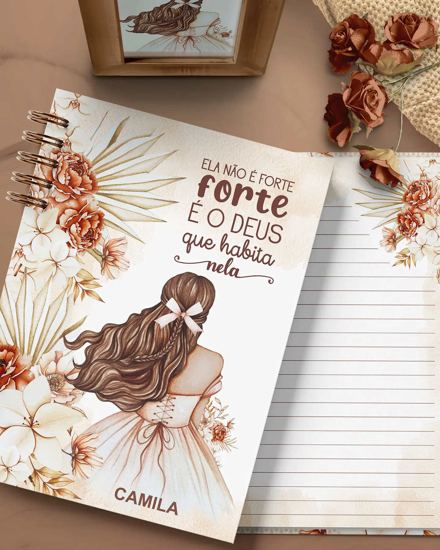 Arquivo Cadernos Coleção Floral Boho Meninas - Pautado com e sem Versículos 3