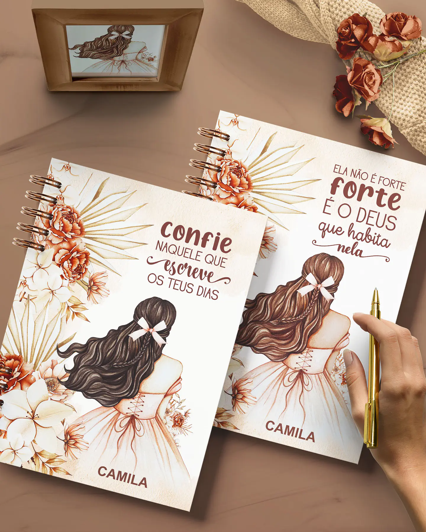 Arquivo Cadernos Coleção Floral Boho Meninas - Pautado com e sem Versículos 4