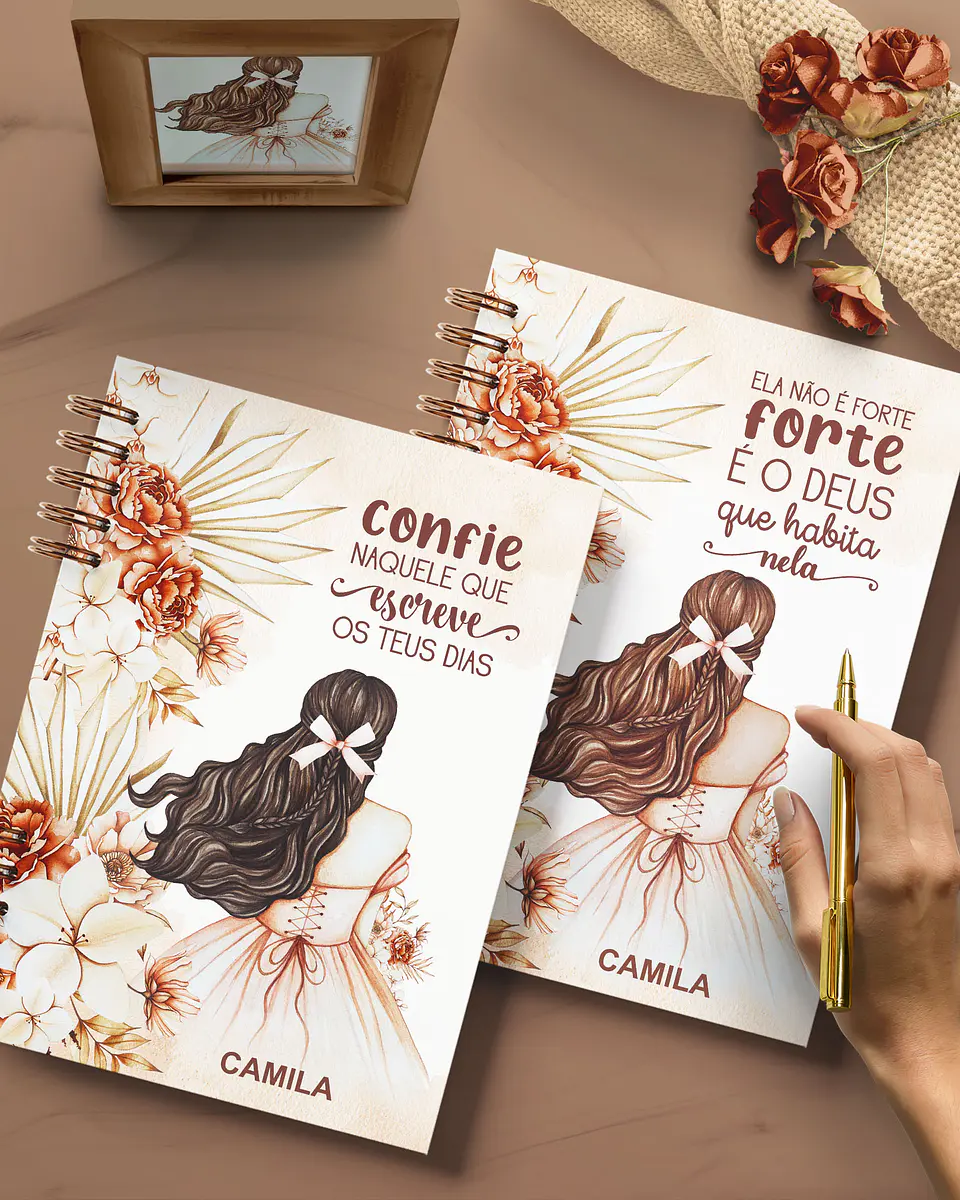 Arquivo Cadernos Coleção Floral Boho Meninas - Pautado com e sem Versículos 4