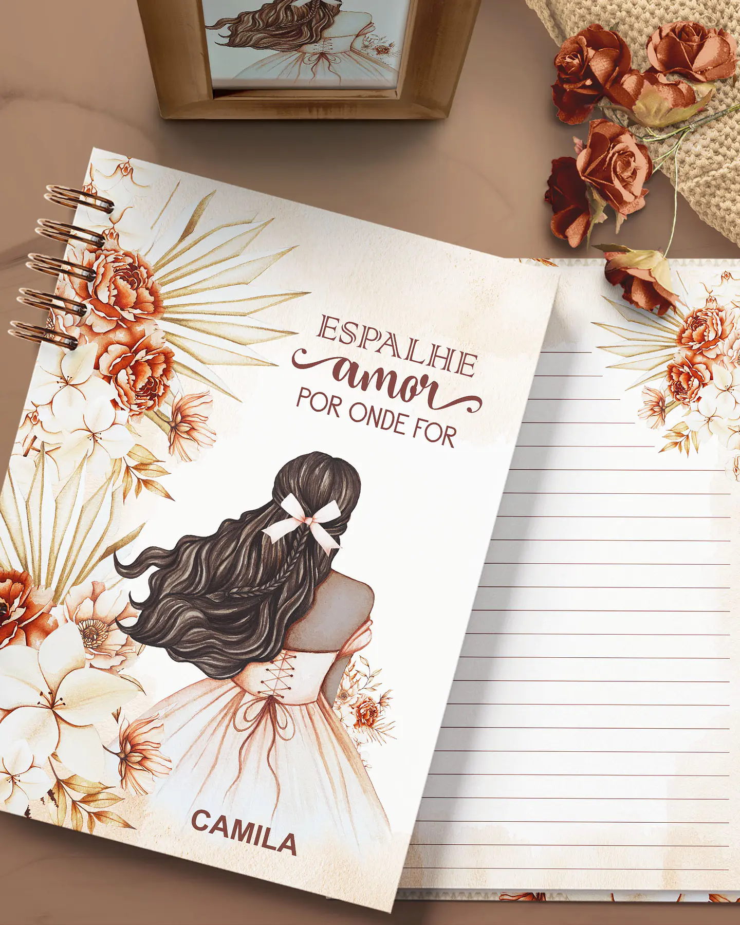 Arquivo Cadernos Coleção Floral Boho Meninas - Pautado com e sem Versículos 6