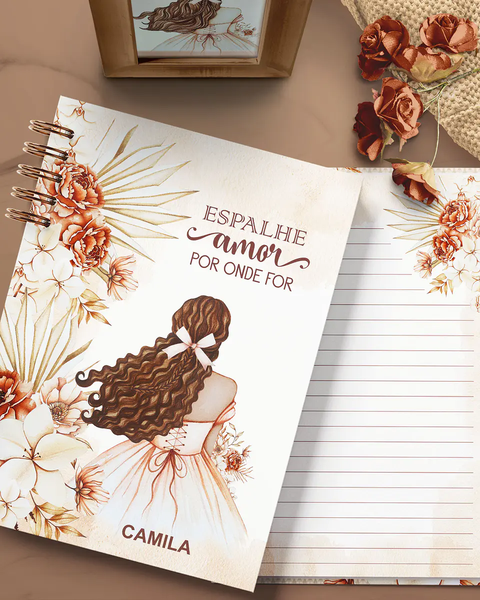 Arquivo Cadernos Coleção Floral Boho Meninas - Pautado com e sem Versículos 7