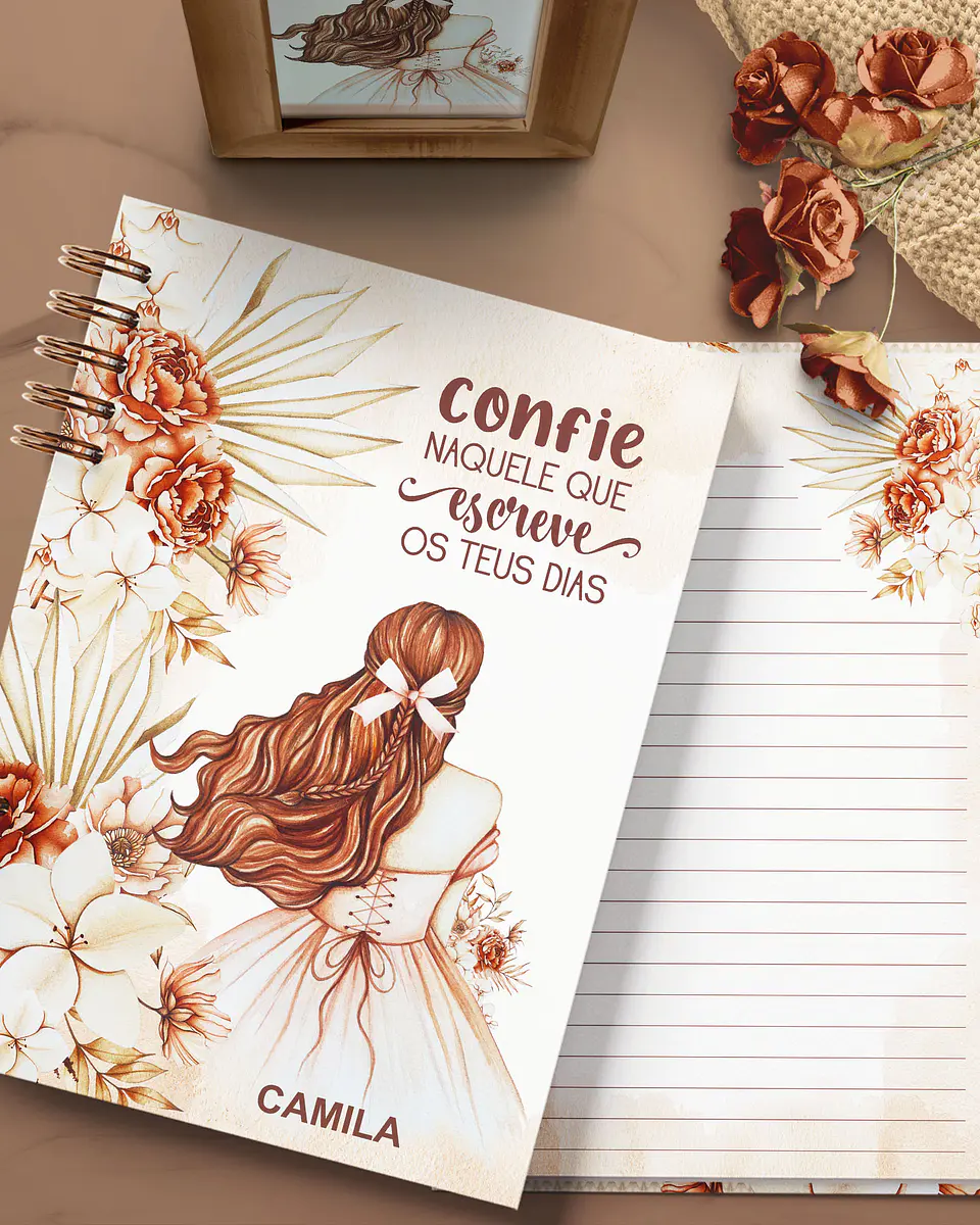 Arquivo Cadernos Coleção Floral Boho Meninas - Pautado com e sem Versículos 8