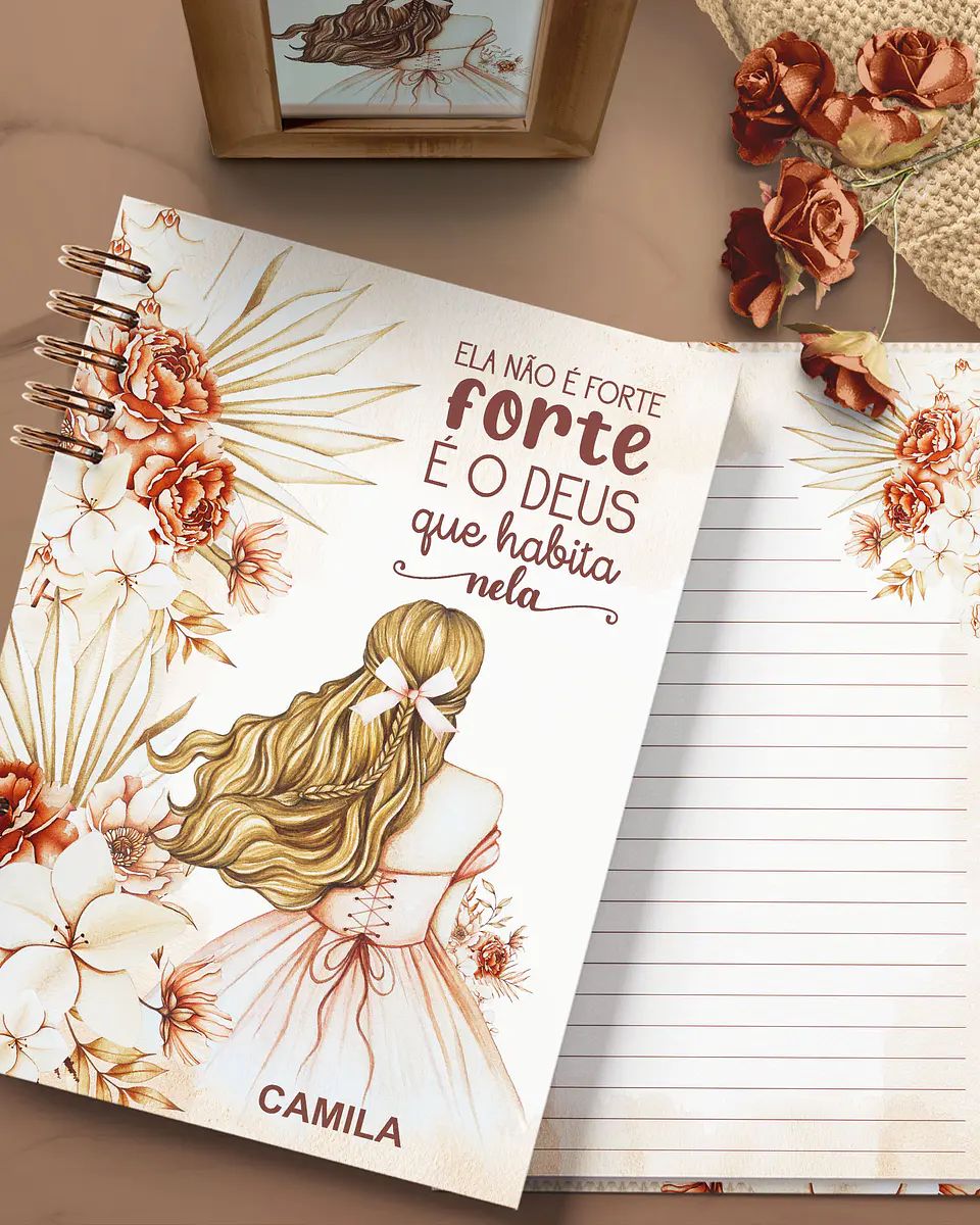 Arquivo Cadernos Coleção Floral Boho Meninas - Pautado com e sem Versículos 9