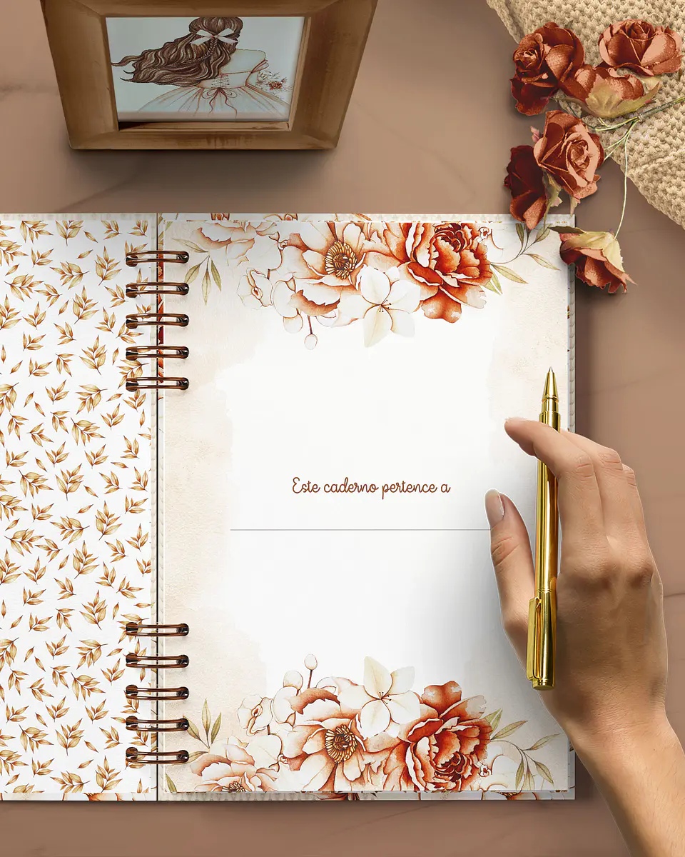 Arquivo Cadernos Coleção Floral Boho Meninas - Pautado com e sem Versículos 12