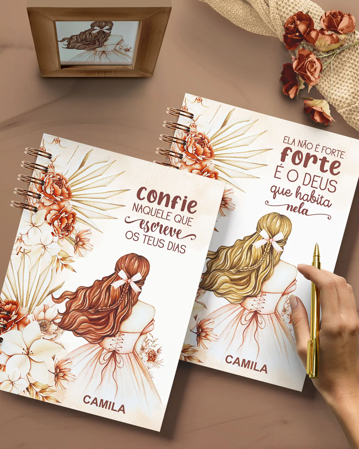 Arquivo Cadernos Coleção Floral Boho Meninas - Pautado com e sem Versículos 14