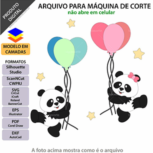 Arquivo de Corte Topo Panda Balões