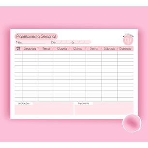 Arquivo Planner Semanal Psicologia A4 - THA