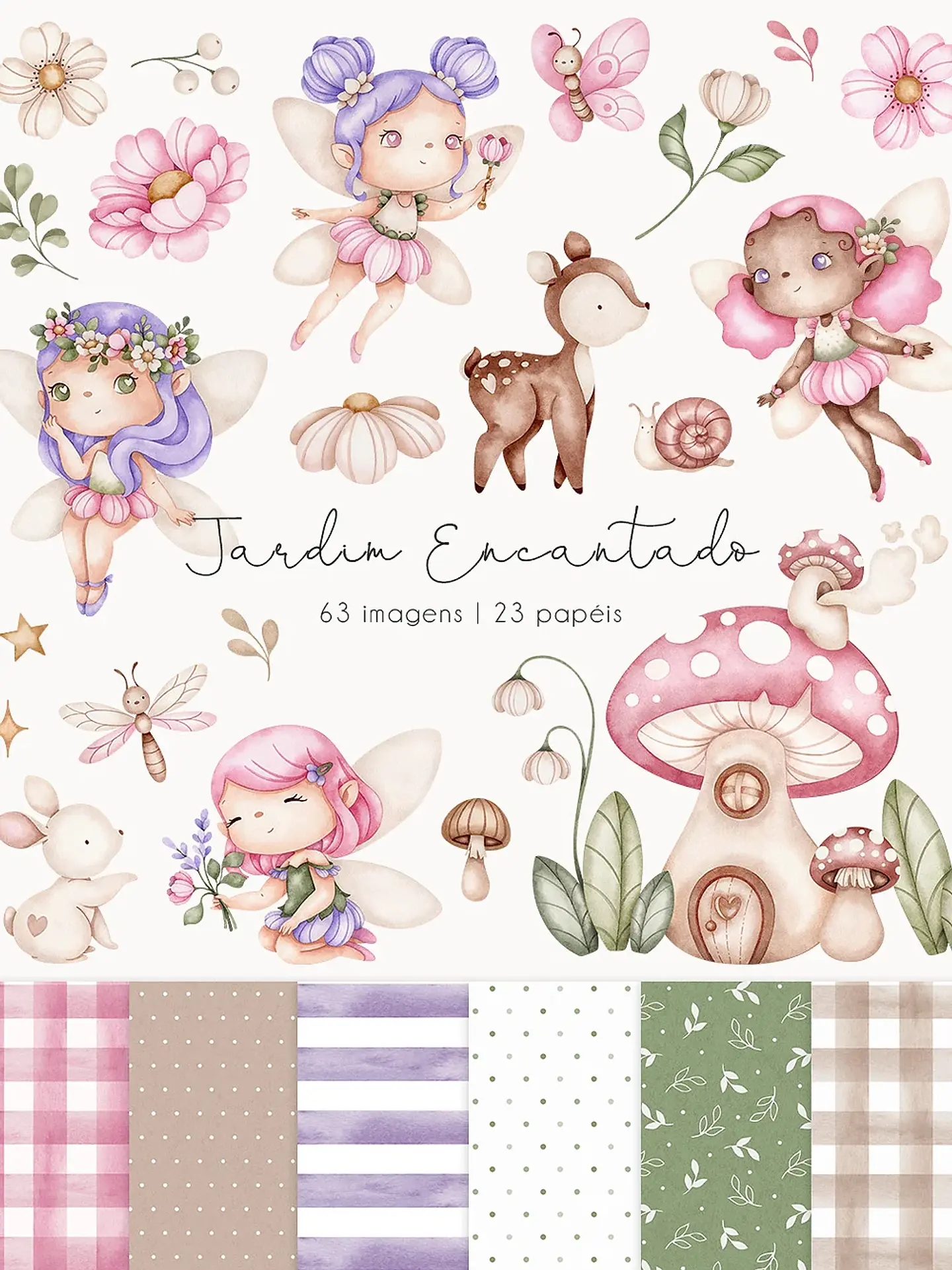 Kit Digital Jardim Encantado das Fadas - NI 1