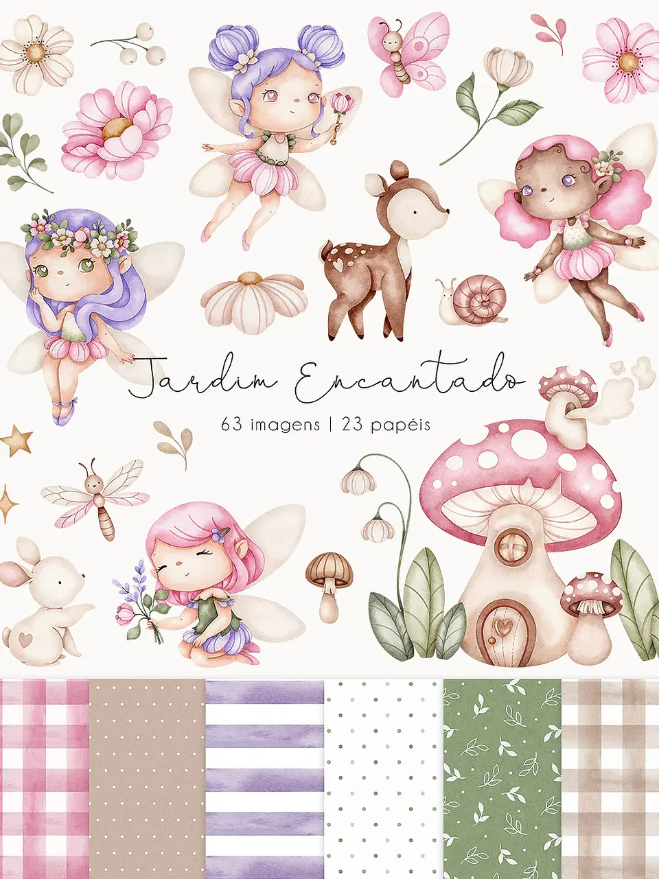 Kit Digital Jardim Encantado das Fadas - NI 1