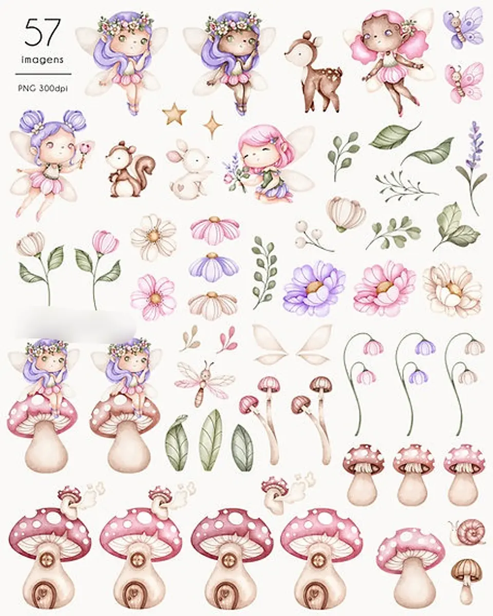 Kit Digital Jardim Encantado das Fadas - NI 3