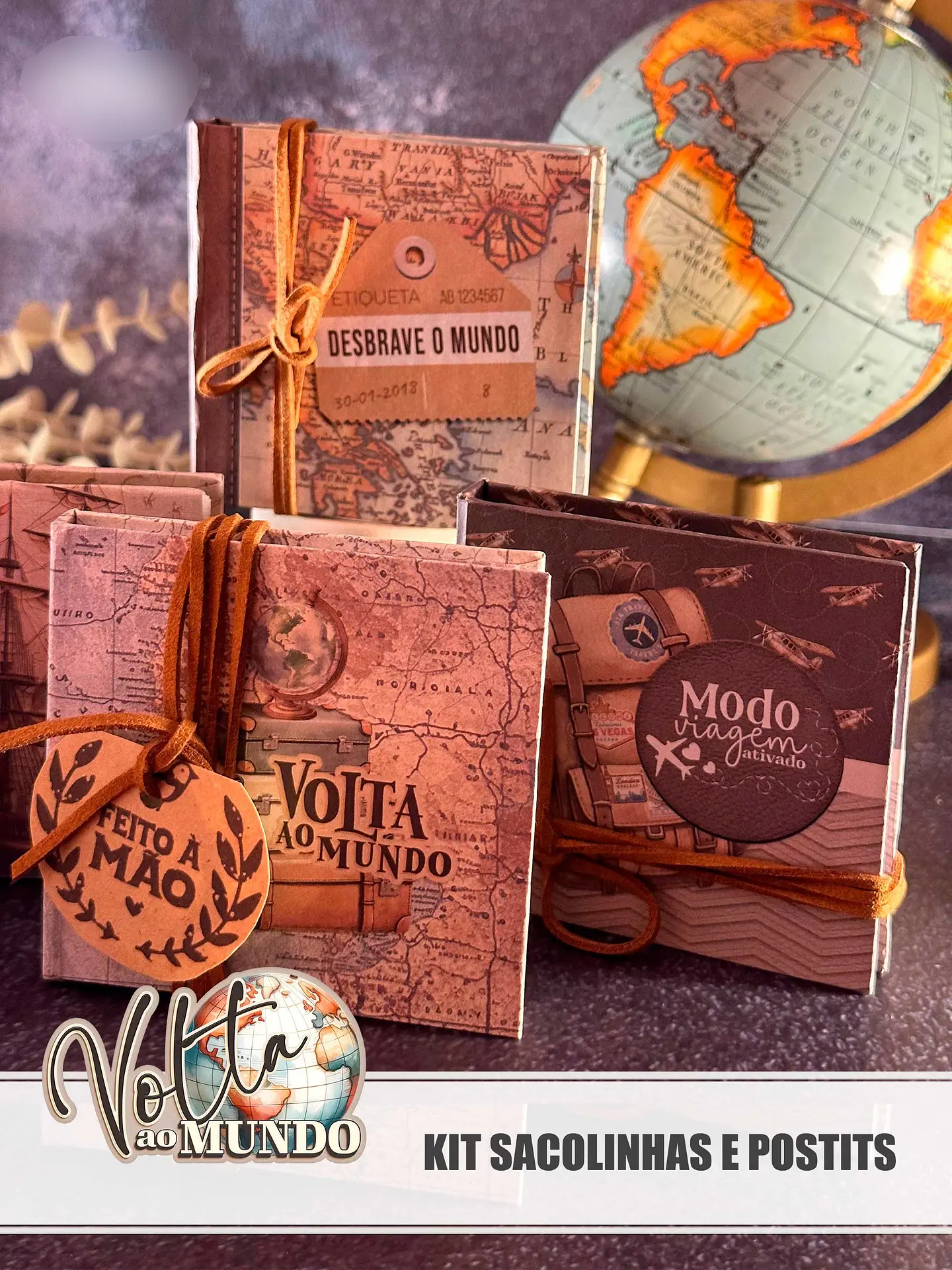 Arquivo Coleçao Volta ao Mundo - Kit Sacolinhas e Postits P e G 5