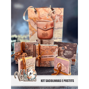 Arquivo Coleçao Volta ao Mundo - Kit Sacolinhas e Postits P e G