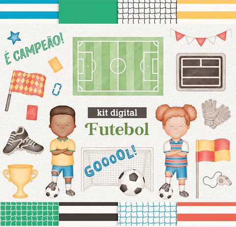 Kit Digital Futebol Aquarela