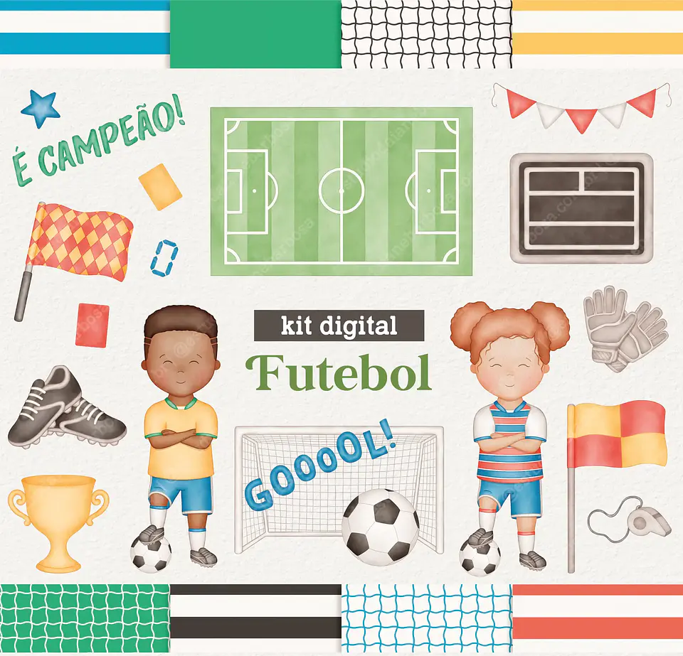 Kit Digital Futebol Aquarela 1
