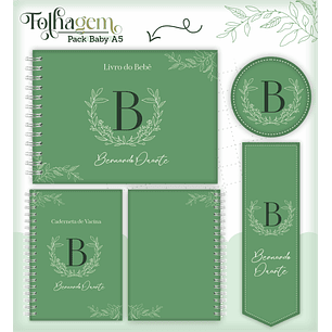 Arquivo Encadernação Baby Folhagem Verde Alfabeto