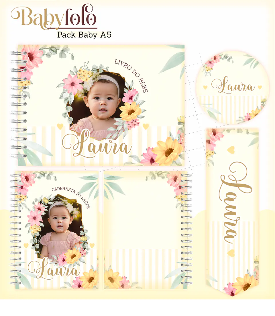 Arquivo Encadernação Baby Foto Floral 1