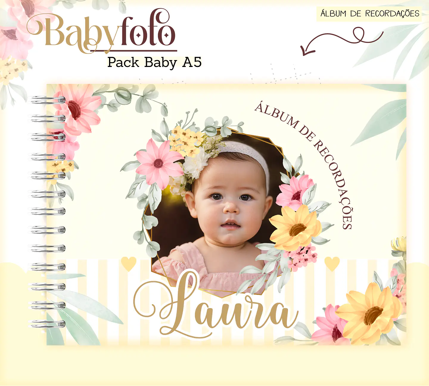 Arquivo Encadernação Baby Foto Floral 2