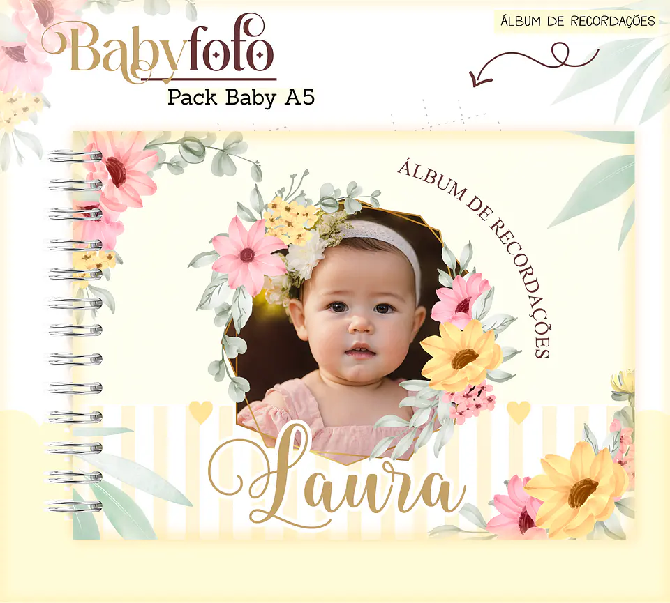 Arquivo Encadernação Baby Foto Floral 2
