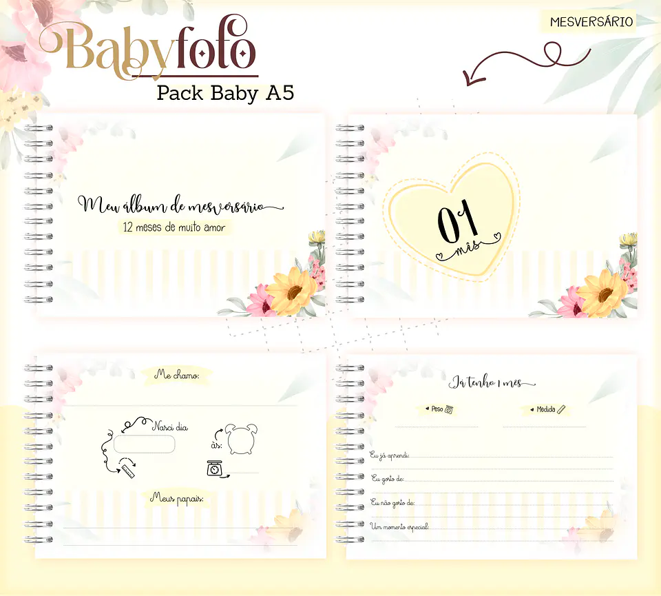 Arquivo Encadernação Baby Foto Floral 3