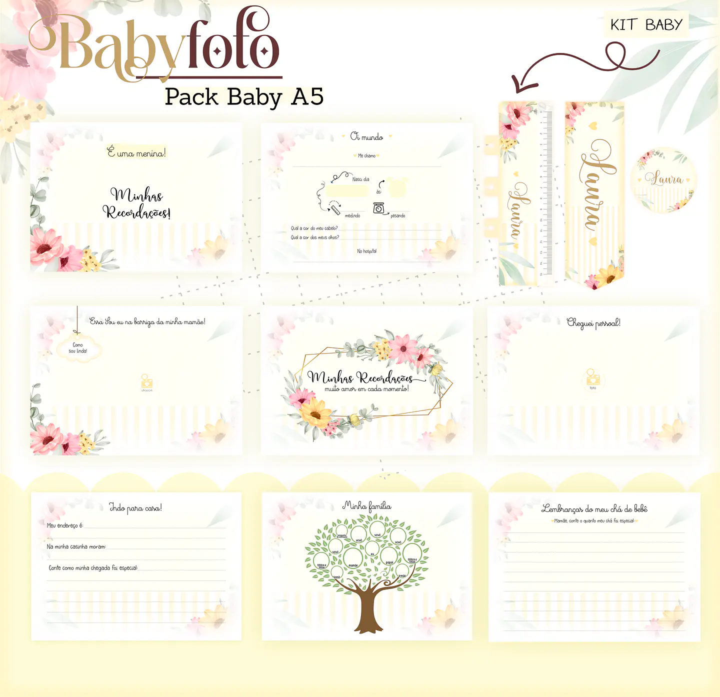 Arquivo Encadernação Baby Foto Floral 5