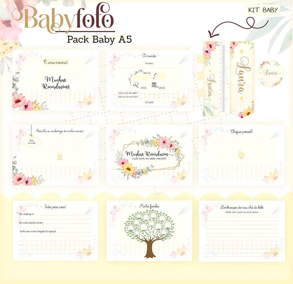 Arquivo Encadernação Baby Foto Floral 5