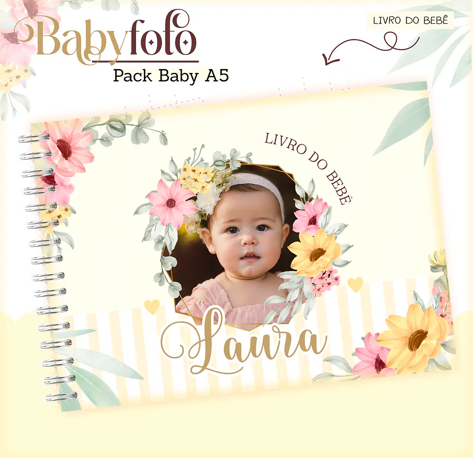 Arquivo Encadernação Baby Foto Floral 6