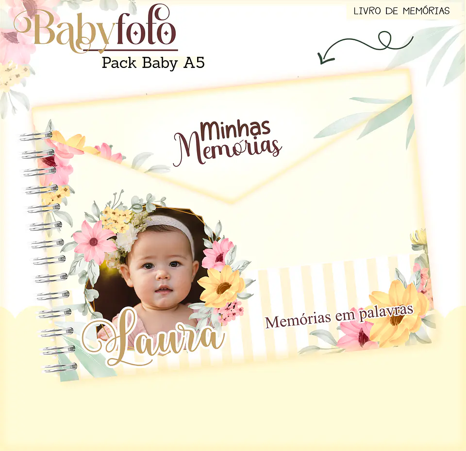 Arquivo Encadernação Baby Foto Floral 8