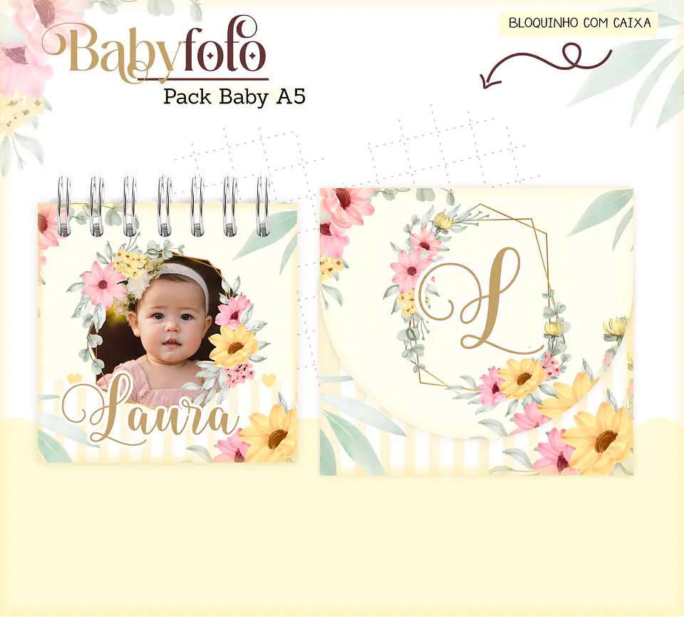 Arquivo Encadernação Baby Foto Floral 9