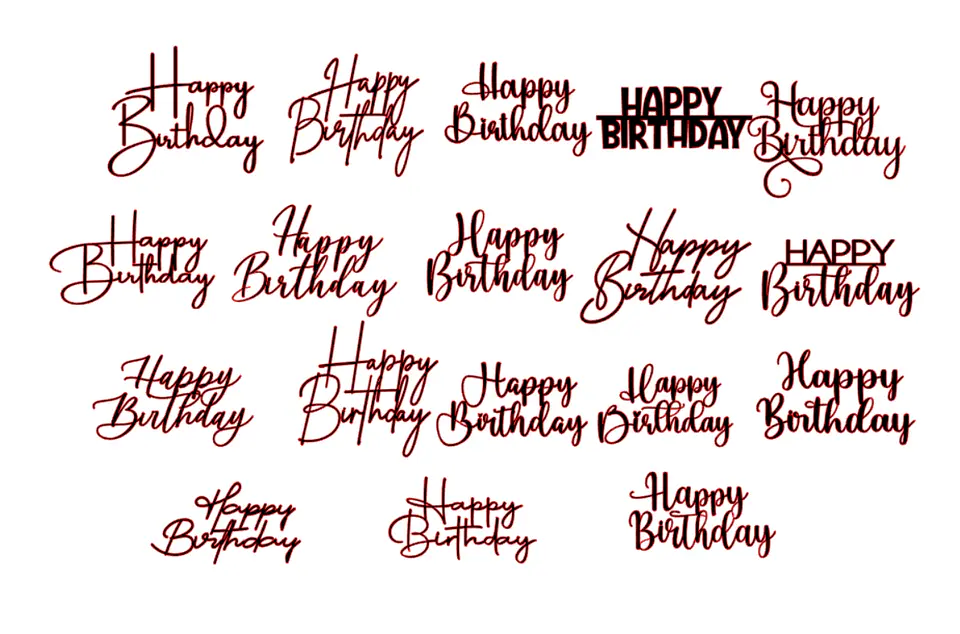 Arquivo Topos de Bolo Combo Happy Birthday - 18 modelos 3