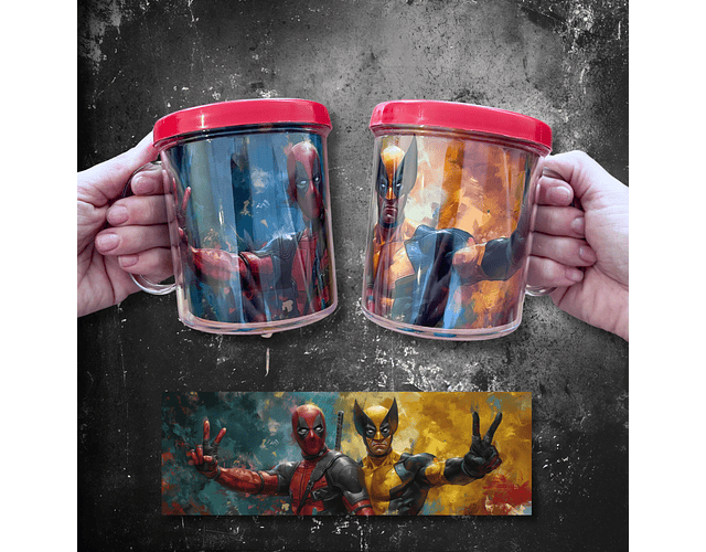 Arquivo Pack de Canecas Acrilicas DeadPool e Wolverine - Ilustracin