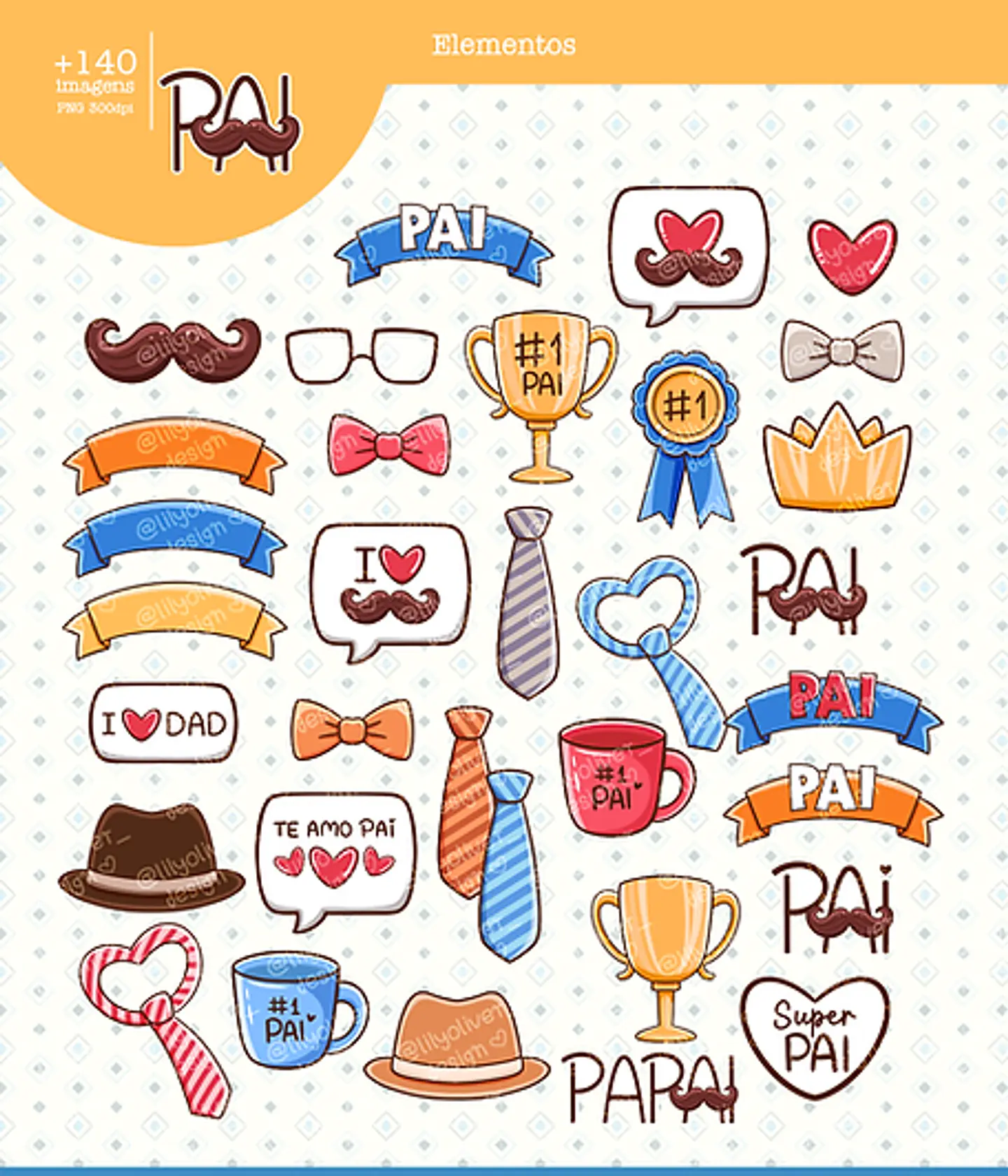 Kit Digital Dia dos Pais Aquarela - Lily 5