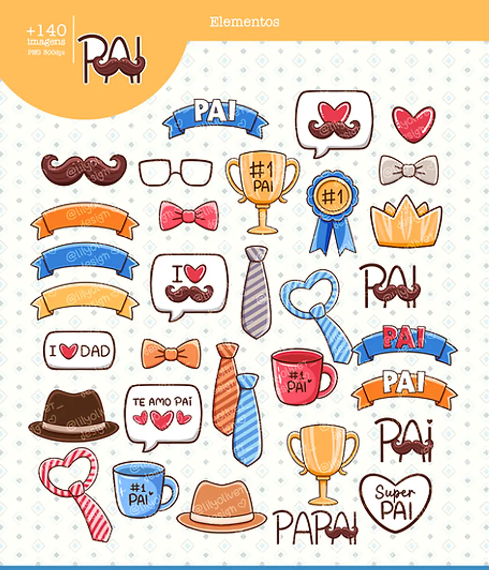 Kit Digital Dia dos Pais Aquarela - Lily 5