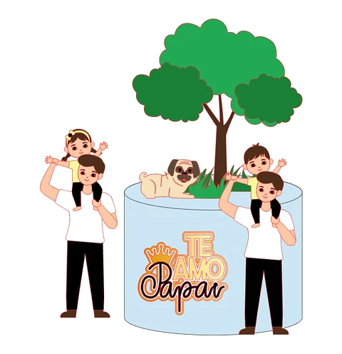 Arquivo Topo de Bolo Dia dos Pais Papai e Filhos no Ombro