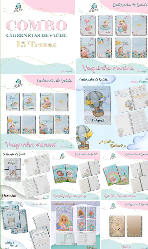 Arquivo Combo Encadernação Baby - 15 temas - mary