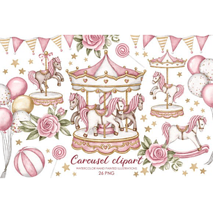 Kit Digital Carrossel Rosa