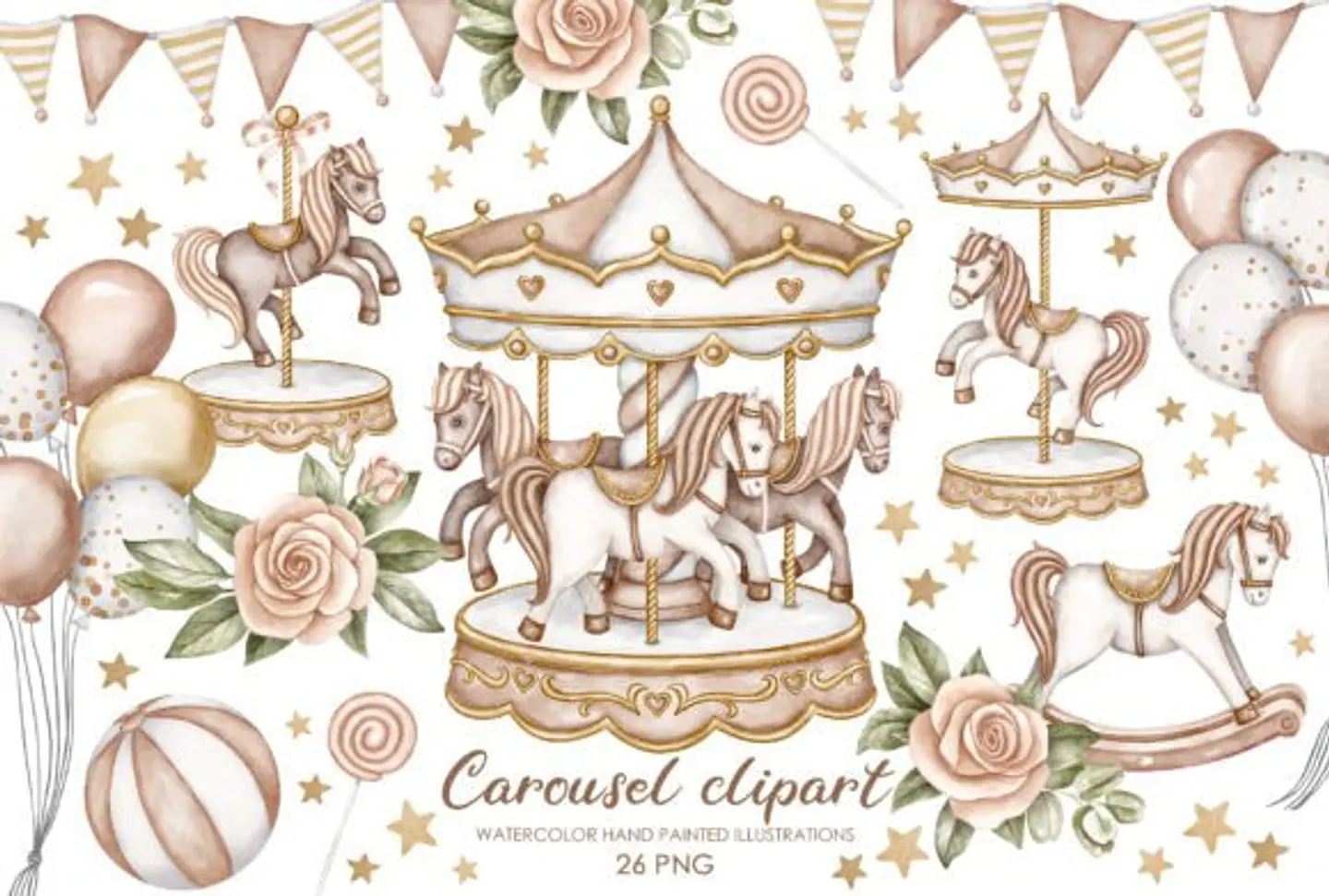 Kit Digital Carrossel Bege 1