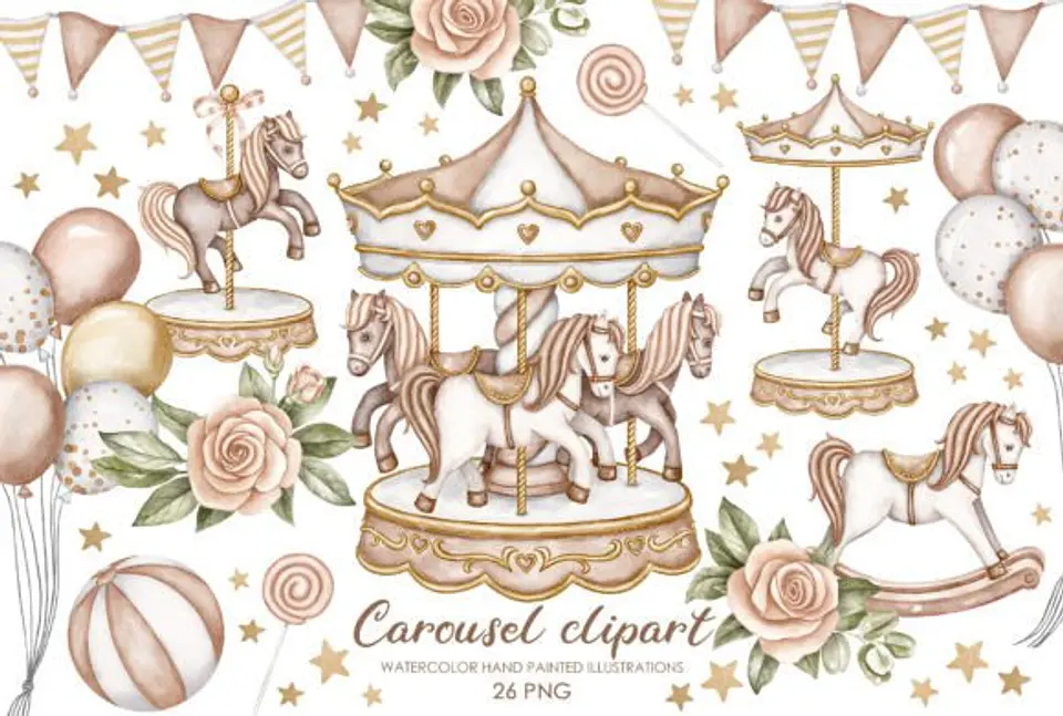 Kit Digital Carrossel Bege 1